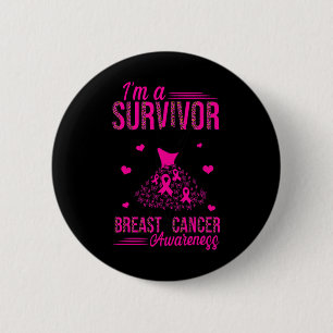 I'm A Survivor Pink Ribbon Women Breast Cancer Awa 6 Cm Round Badge