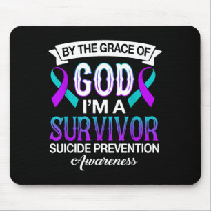 Im A Survivor Prevention Teal Purple Ribbon Gifts Mouse Pad