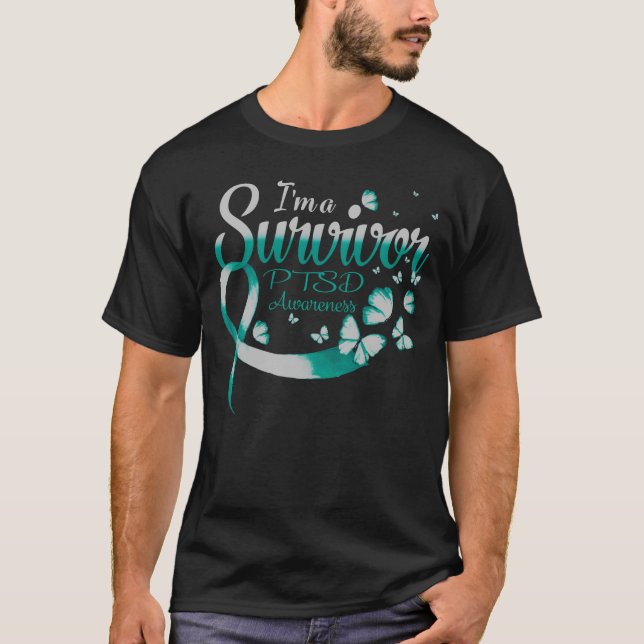 I'm A Survivor PTSD Awareness Butterfly Ribbon  T-Shirt (Front)