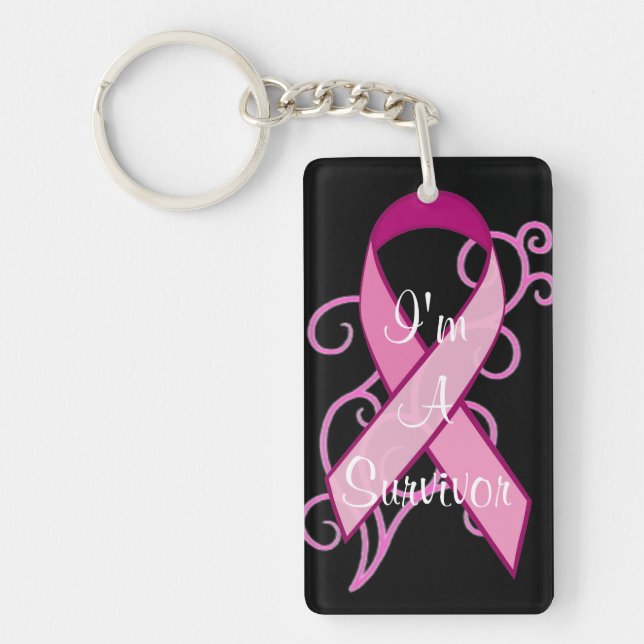I'm a Survivor Ribbon Keychain Breast Cancer (Front)