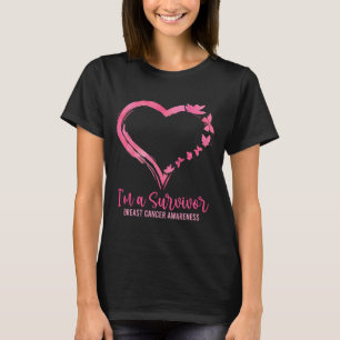 Im A Survivor Shirt Pink Butterfly Heart Breast Ca
