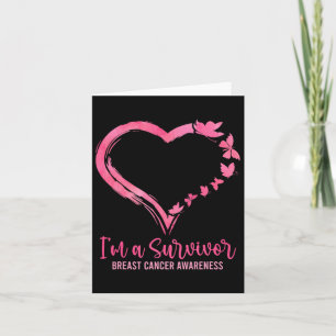 Im A Survivor Shirt Pink Butterfly Heart Breast Ca Card