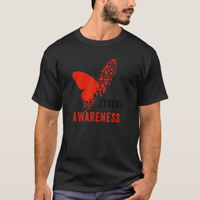 I'm A Survivor Stroke Awareness Red Butterfly T-Shirt (Front)