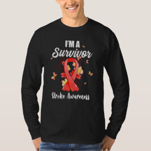 I'm A Survivor Stroke Awareness Red Ribbon Brain T-Shirt