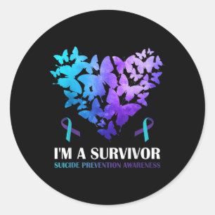 Im A Survivor Suicide Prevention Awareness Butterf Classic Round Sticker