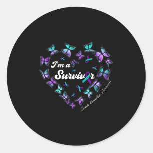 Im A Survivor Suicide Prevention Awareness Butterf Classic Round Sticker