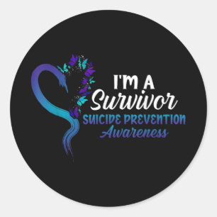 Im A Survivor Suicide Prevention Awareness Butterf Classic Round Sticker