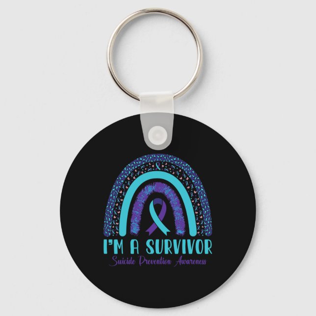 I'm A Survivor Suicide Prevention Awareness Leopar Key Ring (Front)
