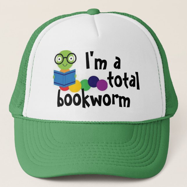 I'm a total bookworm trucker hat (Front)