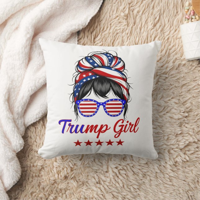  I'm a Trump Girl, Messy Bun Election 2024 Cushion (Blanket)