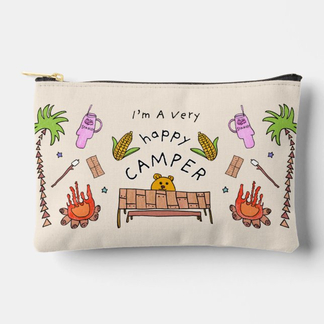 "I'm a Very Happy Camper" Accessory Pouch (Front)