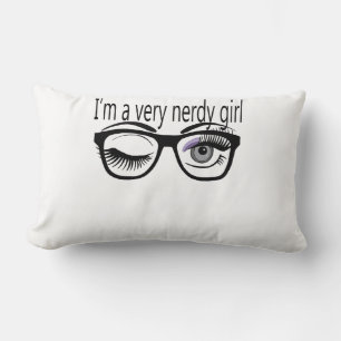 I'm a Very Nerdy Girl with Purple Eye Shadow Lumbar Cushion