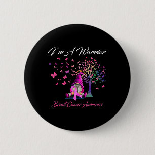 I'm A Warrior Breast Cancer Awareness Gnomes Pink  6 Cm Round Badge
