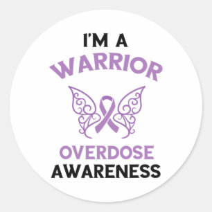 I'm A Warrior Overdose Awareness Month Purple Ribb Classic Round Sticker