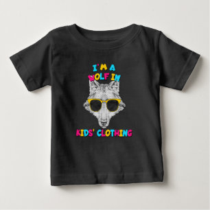 I'm A Wolf In Kids' Clothing Colourful Text Baby T-Shirt