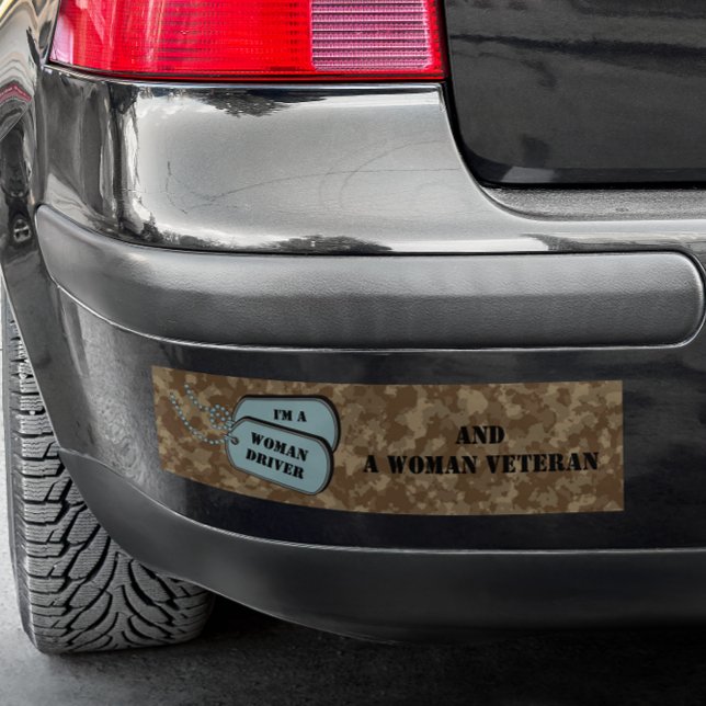 I'm a Woman Driver and Woman Veteran Camouflage Bumper Sticker (Creator Uploaded)
