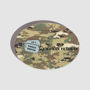 I'm a Woman Driver and Woman Veteran Camouflage Car Magnet