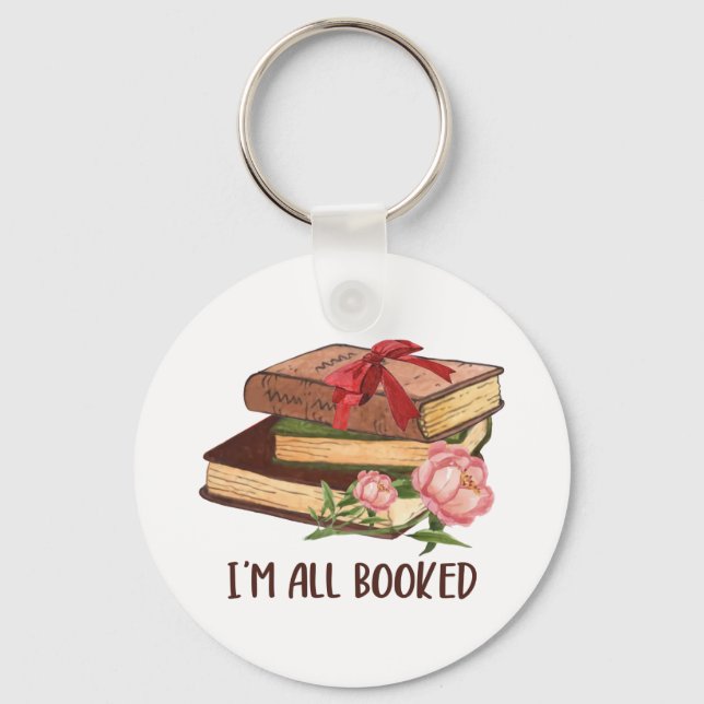 I'M All Booked Reading Book Sublimation Key Ring (Front)