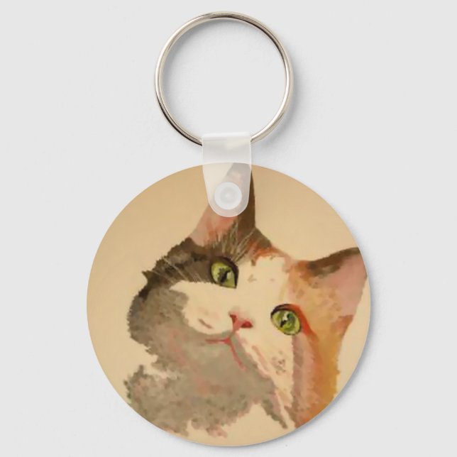 I'm All Ears: Calico Cat Portrait Key Ring (Front)