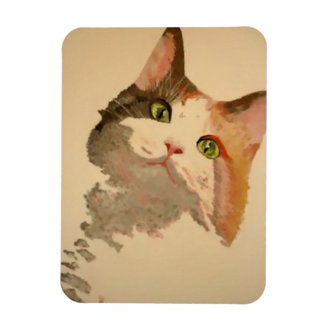 I'm All Ears: Calico Cat Portrait Magnet (Vertical)
