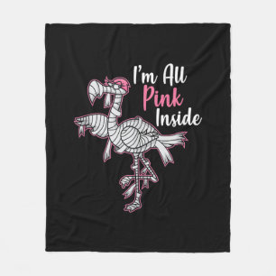 Im All Pink Inside Funny Halloween Flamingo Gift Fleece Blanket