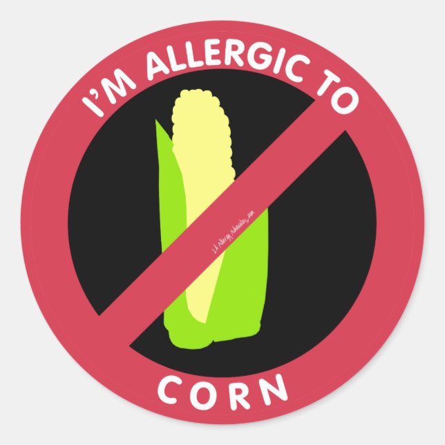 I'm Allergic To Corn Food Allergy Symbol Kids Classic Round Sticker (Front)