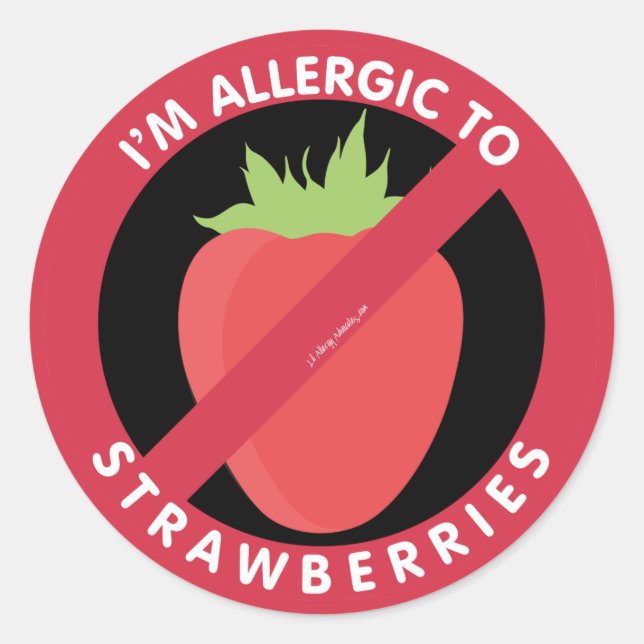 I'm Allergic To Strawberries Allergy Symbol Kids Classic Round Sticker (Front)