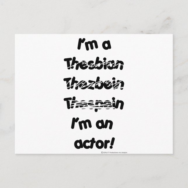 I'm An Actor (For Light Coloured Products) Postcard (Front)