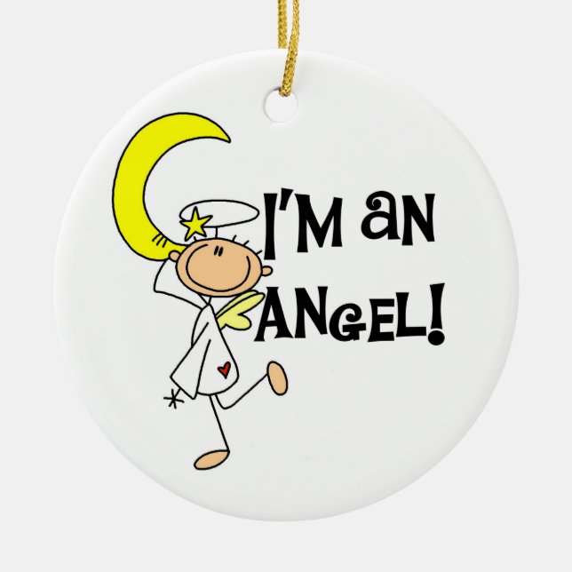 I'm an Angel T-shirts and Gifts Ceramic Tree Decoration (Front)