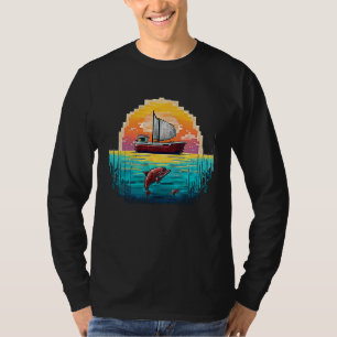 I'm an angler with a boat and go fishing pixel art T-Shirt