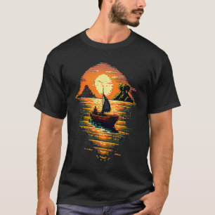 I'm an angler with a boat and go fishing pixel art T-Shirt