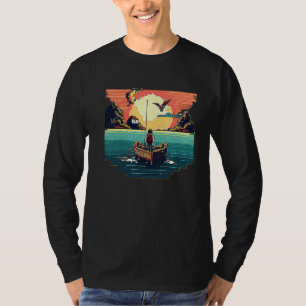 I'm an angler with a boat and go fishing pixel art T-Shirt