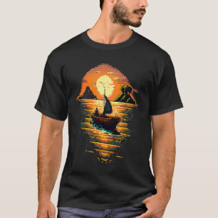 I'm an angler with a boat and go fishing pixel art T-Shirt