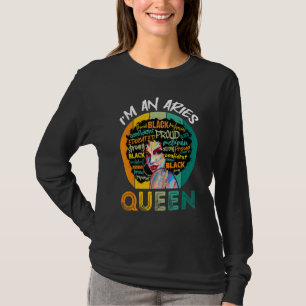 I'm An Aries Queen Vintage Melanin Black Women Hor T-Shirt
