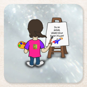 I'm an artist, colorful design, square paper coaster