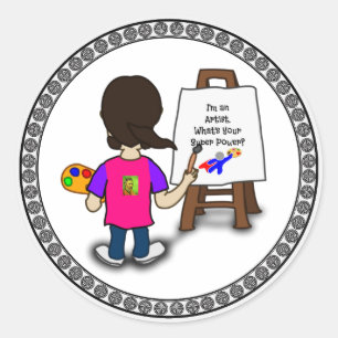 I'm an artist, colorful illustration, classic round sticker
