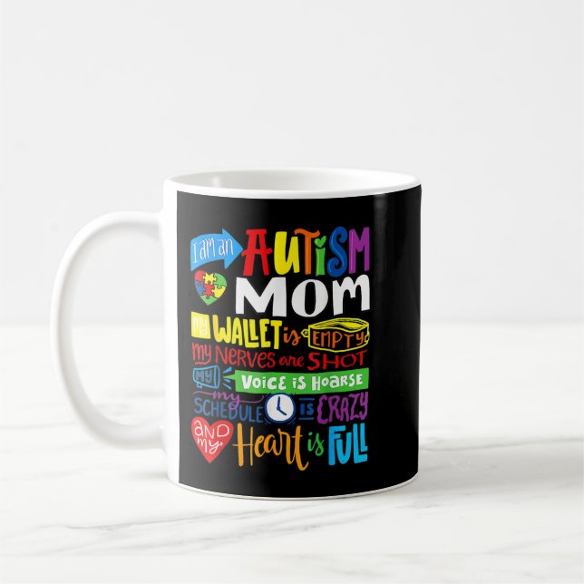 I'm an Autism Mum Wallet Empty Proud Autism Mother Coffee Mug (Left)