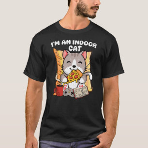 I'm An Indoor Cat Funny Reading Coffee Gaming Cat  T-Shirt