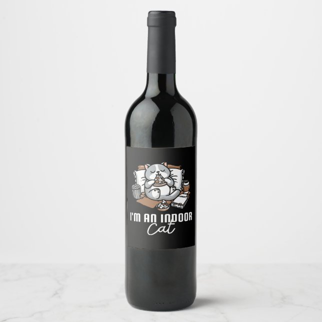 I'm an indoor cat - Introvert cat Wine Label (Front)