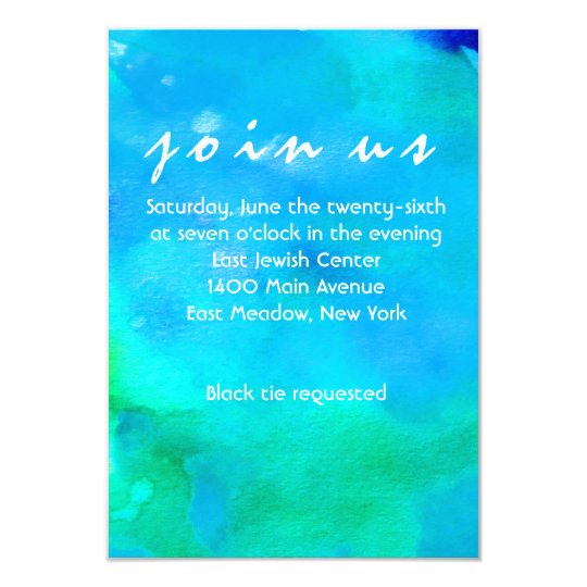I'M AQUA WATERCOLOR Bat Mitzvah Reception Card