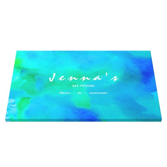 I'M AQUA WATERCOLOR Bat Mitzvah Sign In Board