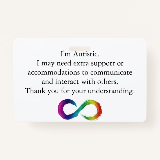 "I'm Autistic" Awareness- Communication Card ID Badge (Front)