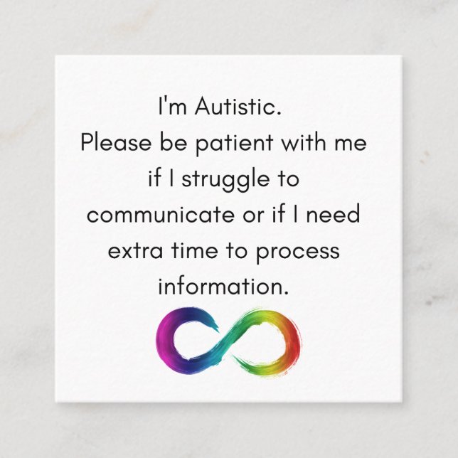 I'm Autistic- Communication Card (Front)