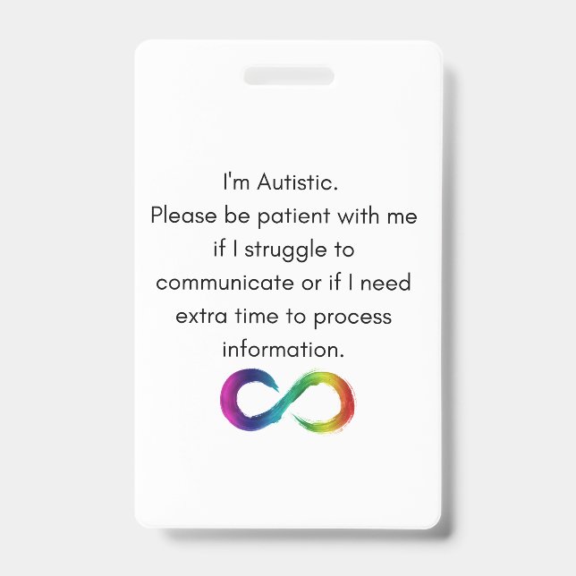 I'm Autistic- Communication Card ID Badge (Front)
