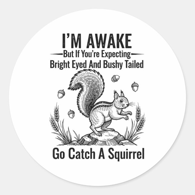 I'm Awake But If You're Expecting Bright Eyed And  Classic Round Sticker (Front)