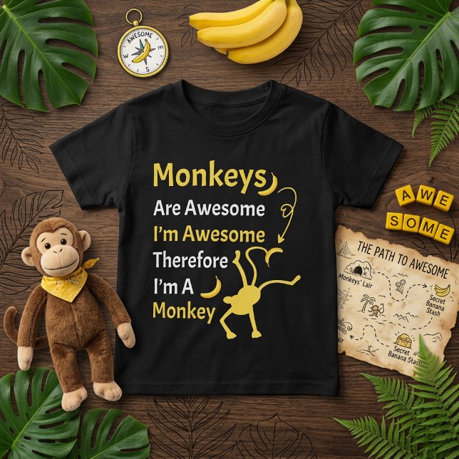 I'm Awesome Therefore I'm a Monkey Funny Quote T-Shirt (Creator Uploaded)