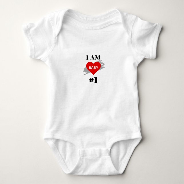 I'm baby number 1 | Twins Red Heart | Baby T-Shirt Bodysuit (Front)