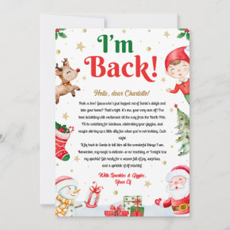 I'm Back Elf Arrival Elf Return Christmas Letter  Invitation