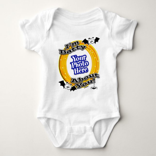 I'm Batty About You Crazy Eyes Photo White Baby Bodysuit (Front)