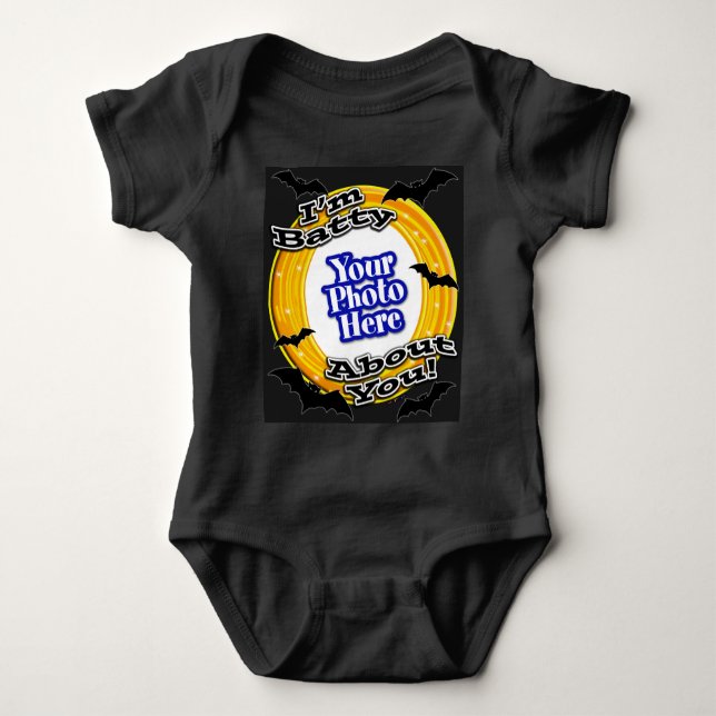 I'm Batty About You Photo Scary Bats Black Baby Bodysuit (Front)